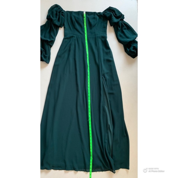 Lulus Medium Demure Aura Emerald Tiered Balloon Sleeve Maxi Dress NWT - Picture 15 of 16